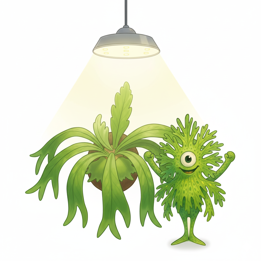 LED照明で美しく育ったビカクシダ