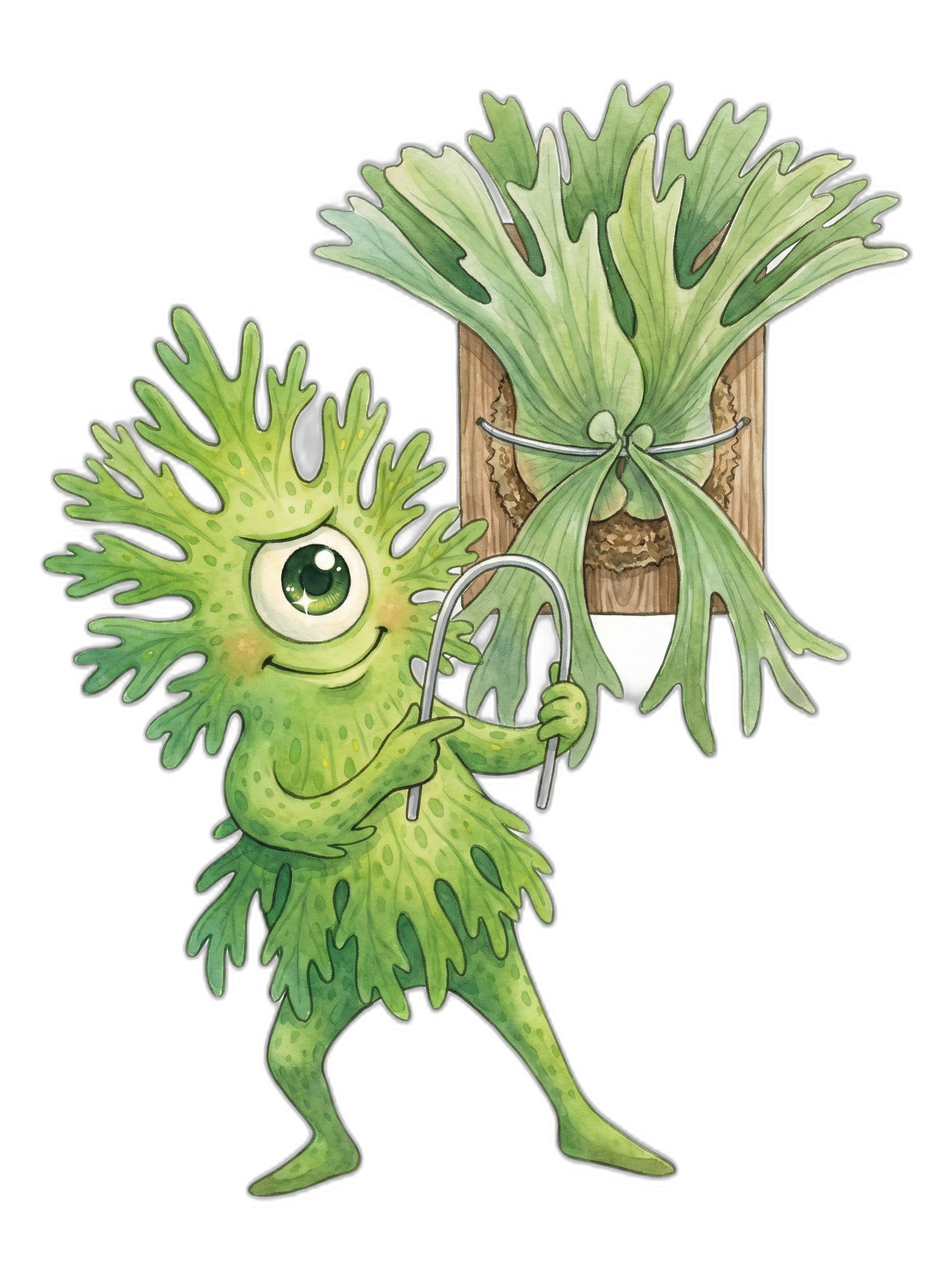 ビカクシダの誘引テクニック その4｜ワイヤーで貯水葉を末広がりにする