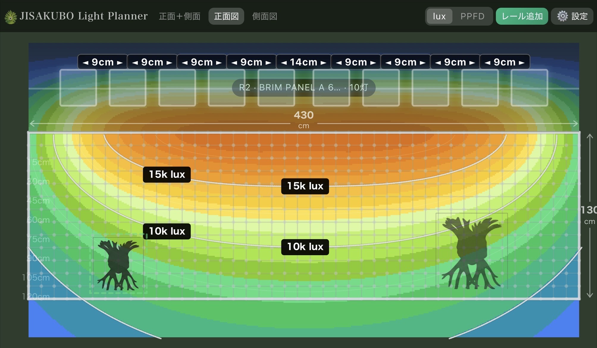 正面図でヒートマップを確認（横画面）